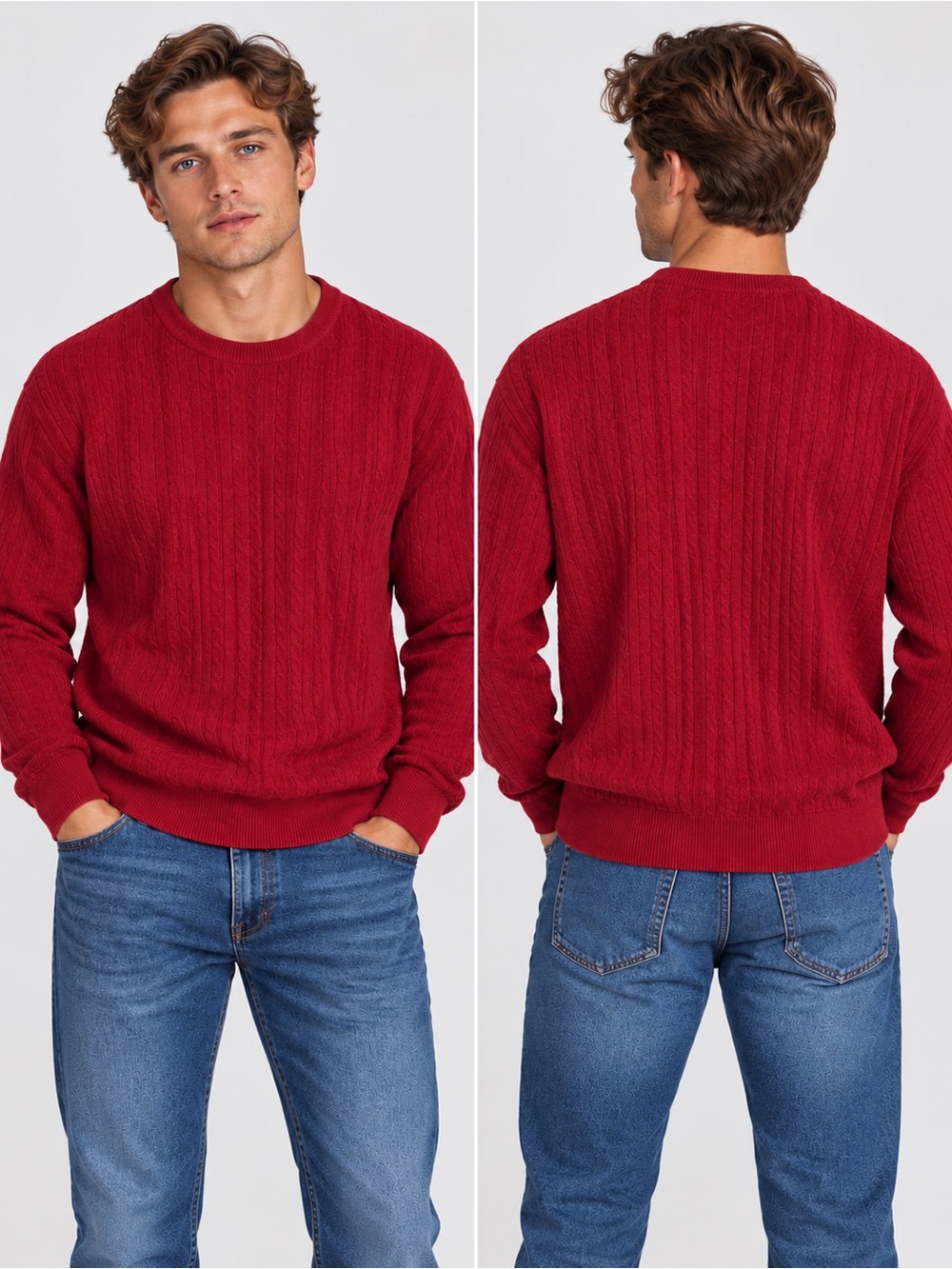 Target 🎯 Goodfellow & Co Red Cable-Pattern Crewneck Sweater